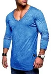 behype Langarmshirt NUKE L/S mit V-Ausschnitt blau M