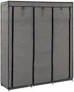 vidaXL Stoffschrank Kleiderschrank mit F&auml;chern und Stangen Grau 150x45x175cm...