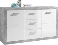 HBZ Sideboard Stone wei&szlig; Hochglanz, Wohnzimmerschrank BxHxT 147x89x37 cm (1...