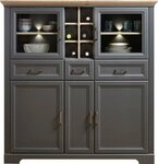 Innostyle Highboard Jasmin, 2 Glas-/Holzt&uuml;ren, 8 offene F&auml;cher, inkl.