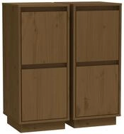 vidaXL Sideboard NA Sideboards 2 Stk Honigbraun 31,5x34x75 cm Massivholz Kiefer