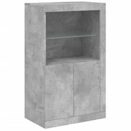 vidaXL Beistellschrank Beistellschrank mit LED-Leuchten Betongrau Holzwerkstoff