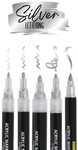 Online Pen Fineliner Silver Lettering, (5x goldene Metallic-Acryl-Stifte, deckend,