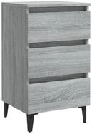 vidaXL Nachtkommode, Nachttisch mit Metallbeinen Grau Sonoma 40x35x69 cm