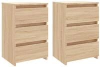 vidaXL Nachtkommode, Nachttische 2 Stk. Sonoma-Eiche 40x35x62,5 cm Holzwerkstoff