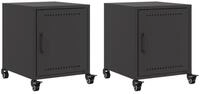 vidaXL Nachttisch Nachttische 2 Stk. Schwarz 36x39x43,5 cm Stahl (2-St)