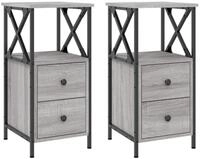 vidaXL Nachtkommode, Nachttische 2 Stk. Grau Sonoma 34x35,5x70 cm Holzwerkstoff