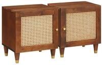 vidaXL Nachttisch Nachttisch 2 pcs Braun 40 x 33,5 x 46 cm Massivholz (2-St)