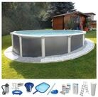 KWAD Rundpool Steely Supreme Design inkl. Sicherheitsleiter und Zubeh&ouml;r (Set,