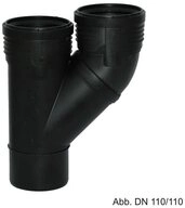 GEBERIT Wasserrohr Geberit Silent-PP Parallelabzweig mit Muffen, DN 110-110-110