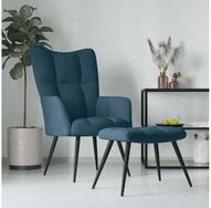 vidaXL Sessel vidaXL Relaxsessel mit Hocker Blau Samt