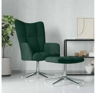 vidaXL Relaxsessel, Relaxsessel mit Hocker Dunkelgr&uuml;n Samt