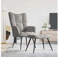 vidaXL Sessel vidaXL Relaxsessel mit Hocker Hellgrau Samt