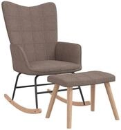 vidaXL Schaukelstuhl, Schaukelsessel mit Hocker Stoff Taupe