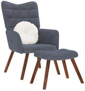 vidaXL Relaxsessel, Relaxsessel mit Hocker Dunkelgrau Samt
