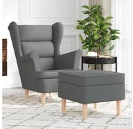 vidaXL Sessel Sessel mit Fu&szlig;hocker Dunkelgrau Stoff
