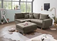 ED EXCITING DESIGN Ecksofa Alice L-Form, Set, mit Hocker & 3 Zierkissen