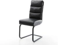 DELIFE Polsterstuhl Pela-Flex, Freischwinger flach Schwarz Echt-Leder Schwarz