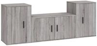 vidaXL TV-Schrank 3-tlg. TV-Schrank-Set Grau Sonoma Holzwerkstoff (3-St)