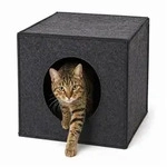 lionto Tierh&ouml;hle quadratisch, Regaleinsatz & Katzenbett 2-in-1, 33x37x33 cm