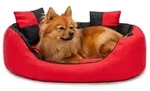 lionto Tierkissen, Wendek&ouml;rbchen 4-in-1 Heimtierbett, 65x50 cm, rot/schwarz,...