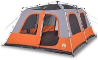 vidaXL Angelzelt, Kuppel-Familienzelt 10 Personen Grau und Orange Quick Release