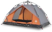 vidaXL Kuppelzelt Kuppel-Campingzelt 3 Personen Grau und Orange Quick Release,