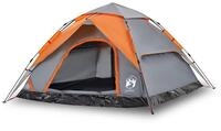 vidaXL Kuppelzelt Kuppel-Campingzelt 5 Personen Grau und Orange Quick Release,