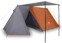 vidaXL Kuppelzelt Campingzelt 3 Personen Grau und Orange Wasserfest, (1 tlg)