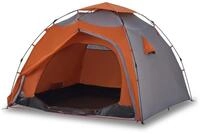 vidaXL Kuppelzelt Kuppel-Campingzelt 4 Personen Grau und Orange Quick Release,