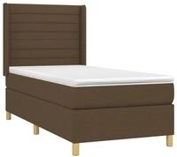 vidaXL Bett Boxspringbett mit Matratze Dunkelbraun 90x190 cm Stoff