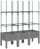 vidaXL Blumentopf Pflanzk&uuml;bel mit Rankgitter Hellgrau 120x40x142,5 cm PP (1 St)