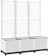 vidaXL Pflanzk&uuml;bel, Pflanzkasten mit Rankgitter Wei&szlig; 120x40x136 cm PP