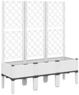 vidaXL Blumentopf Pflanzk&uuml;bel mit Rankgitter Wei&szlig; 120x40x142 cm PP (1 St)