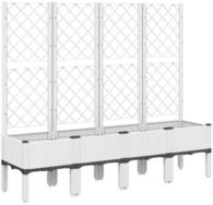 vidaXL Blumentopf Pflanzk&uuml;bel mit Rankgitter Wei&szlig; 160x40x142 cm PP (1 St)