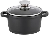Elo Kochtopf ALUCAST, &Oslash; 16 cm, Schwarz, mit Glasdeckel, Aluminiumguss,