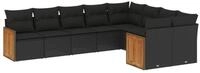 vidaXL Gartenlounge-Set 9-tlg. Garten-Sofagarnitur mit Kissen Schwarz Poly...