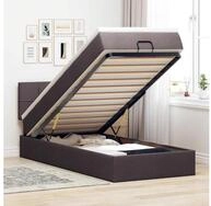 vidaXL Bett, Ottoman-Bett mit Matratze Dunkelbraun 80x200 cm Stoff