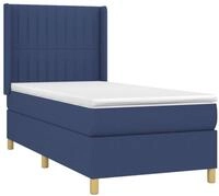 vidaXL Bett Boxspringbett mit Matratze Blau 90x190 cm Stoff