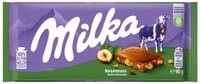 MILKA Schokolade, Milka Alpenmilch Schokolade mit knackigen Haselnussst&uuml;ckchen 90g
