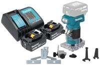 Makita Oberfr&auml;se DRT 52 ST 18 V 6 mm Brushless + 2x Akku 5,0 Ah + Ladeger&auml;t