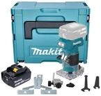 Makita Oberfr&auml;se DRT 52 T1J 18 V 6 mm Brushless + 1x Akku 5,0 Ah + Makpac - ohne