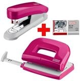 NOVUS Tischaufsatz Schreibtisch-Set Twinset Heftger&auml;t+Locher E 15/E 210 pink