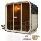 Artsauna Fasssauna Fjora, 38 mm, Fichte, 9 kW Ofen bis 100 &deg;C, Glasfront, bis 6