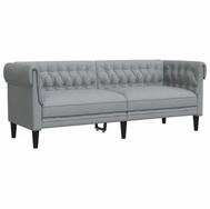 vidaXL Chesterfield-Sofa, Chesterfield-Sofa 3-Sitzer Hellgrau Stoff