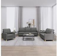 vidaXL Sofa vidaXL 3-tlg. Sofagarnitur mit Kissen Dunkelgrau Stoff