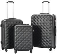 vidaXL Trolleyset Hartschalen-Trolley-Set 3 Stk. Schwarz ABS, (3 tlg)
