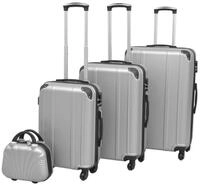 vidaXL Trolleyset Vierteiliges Hartschalen-Trolley-Set Silber