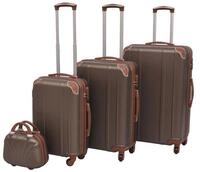 vidaXL Trolleyset Vierteiliges Hartschalen-Trolley-Set Kaffeebraun, (1 tlg)