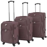vidaXL Koffer, 3-tlg. Weichgep&auml;ck Trolley-Set Kaffeebraun